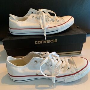 *Gently Used* Converse, white, red, and blue, men’s, size 9, sneakers